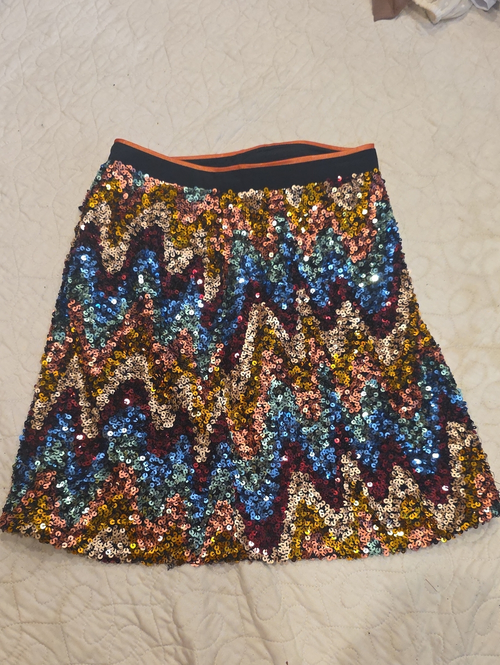 Anthropologie Multicolor Sequin Chevron Skater Skirt